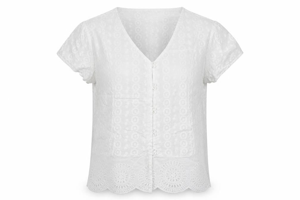 Roman Womens White Polyester Basic Button-Up Size 12 V-Neck