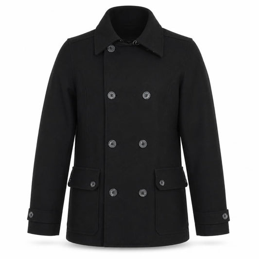 Twenty One Mens Black Overcoat Coat Size S Button