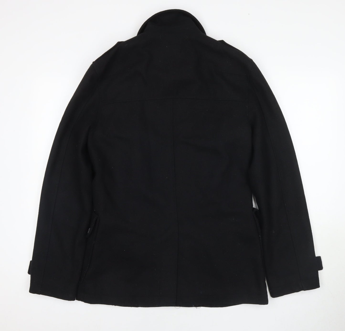 Twenty One Mens Black Overcoat Coat Size S Button