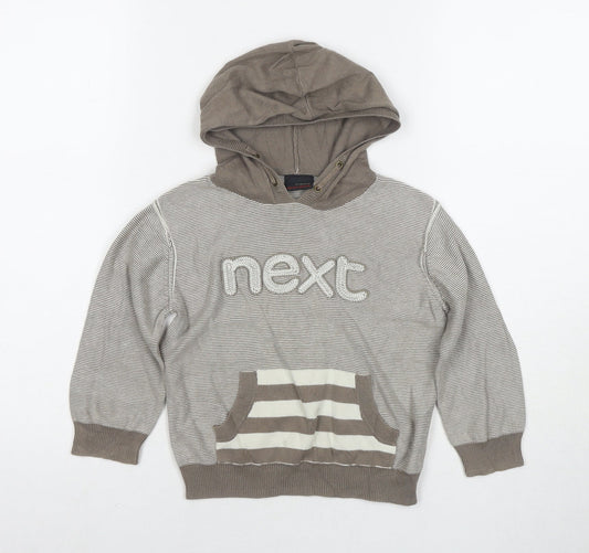 NEXT Boys Brown Cotton Pullover Hoodie Size 2-3 Years Zip - Logo