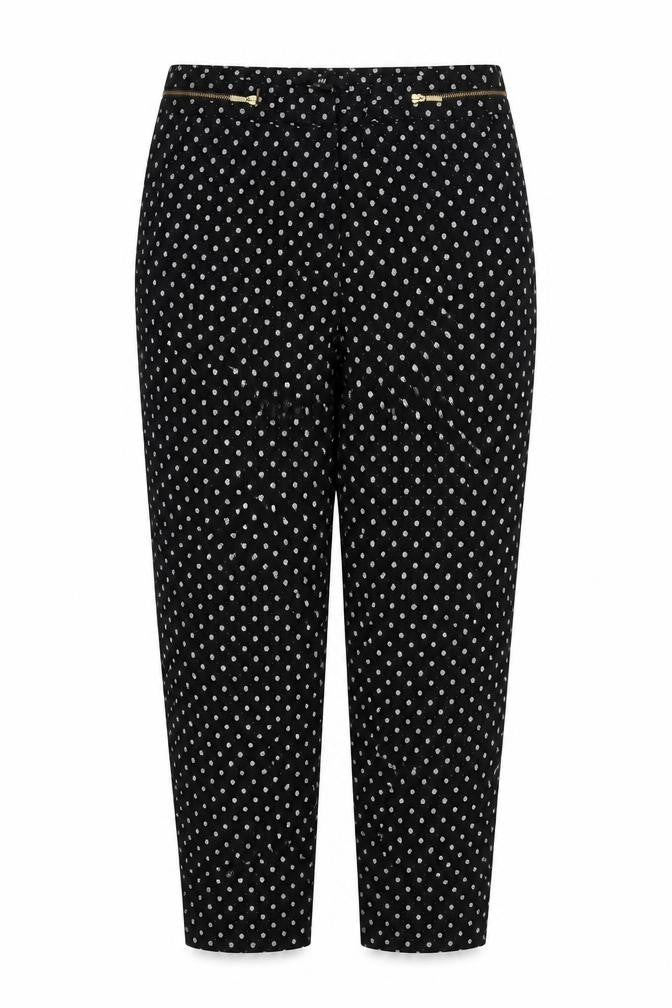 H&M Womens Black Geometric Polyester Trousers Size 8 L28 in Regular Zip