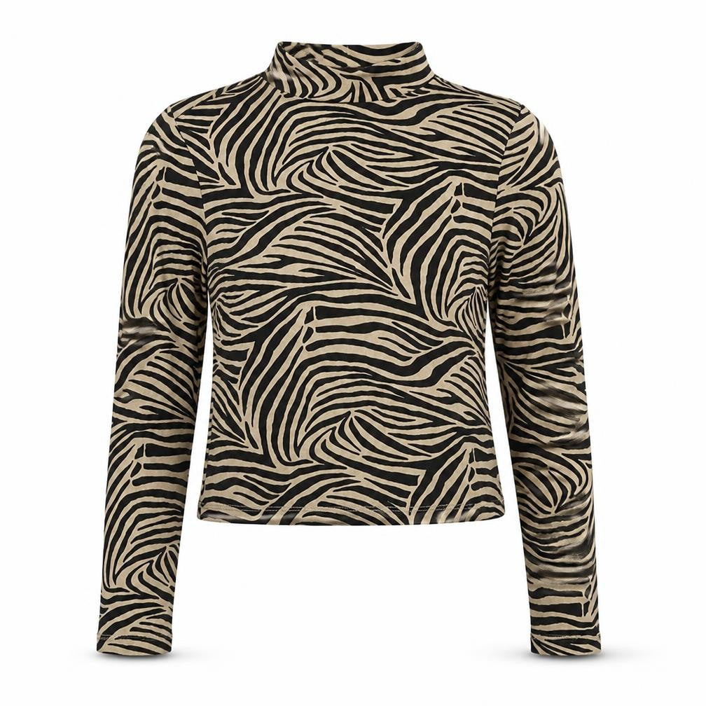 Miss Selfridge Womens Beige Animal Print Viscose Basic T-Shirt Size 10 Round Neck - Tiger Print