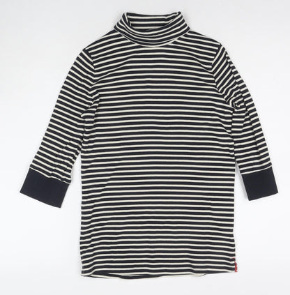 Next Womens Blue Round Neck Striped Cotton Pullover Jumper Size 10