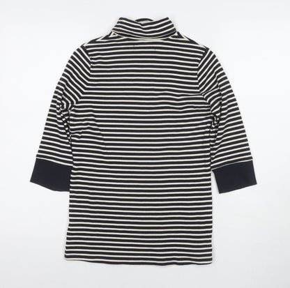 Next Womens Blue Round Neck Striped Cotton Pullover Jumper Size 10