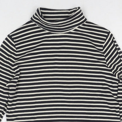 Next Womens Blue Round Neck Striped Cotton Pullover Jumper Size 10