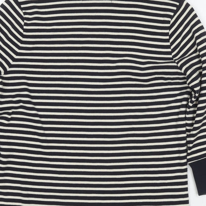 Next Womens Blue Round Neck Striped Cotton Pullover Jumper Size 10