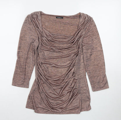 Additional front view of Roman women’s beige polyester basic blouse, size UK 10, scoop neck