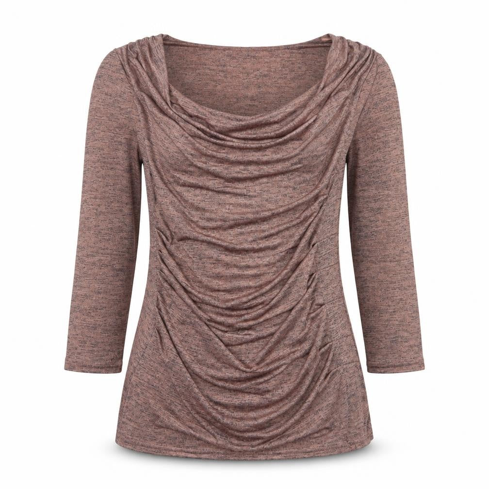 Roman Womens Beige Polyester Basic Blouse Size 10 Scoop Neck
