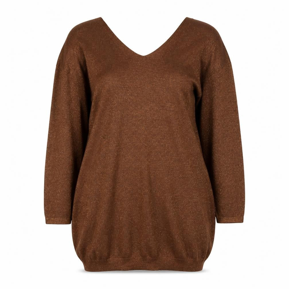 NEXT Womens Brown V-Neck Viscose Pullover Jumper Size 10