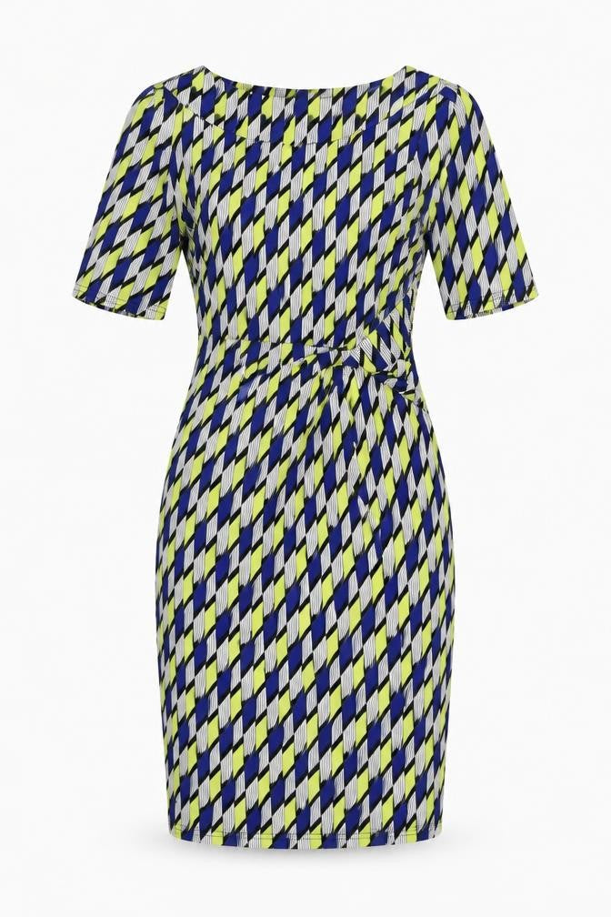 Jolie Moi Womens Multicoloured Geometric Polyester A-Line Size 10 Boat Neck Pullover