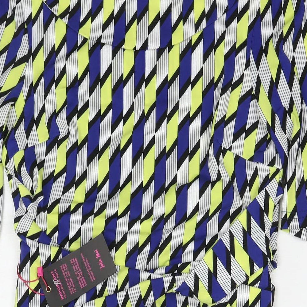 Jolie Moi Womens Multicoloured Geometric Polyester A-Line Size 10 Boat Neck Pullover