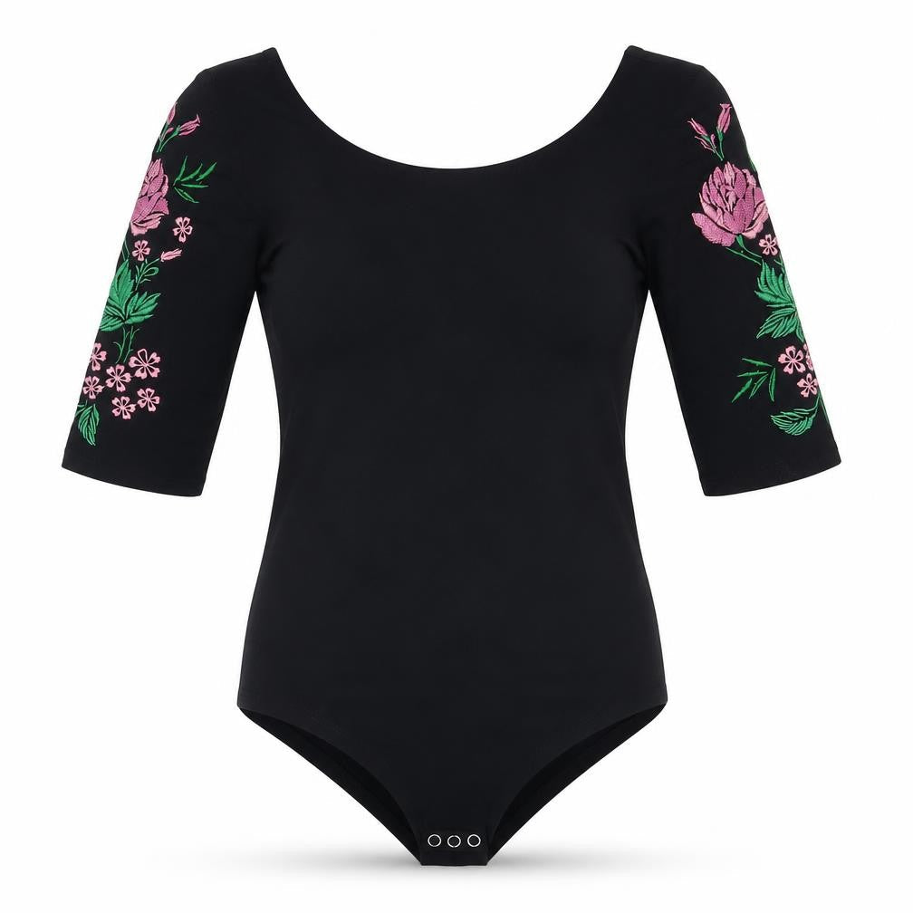 OOTD Womens Black Cotton Bodysuit One-Piece Size 10 Snap