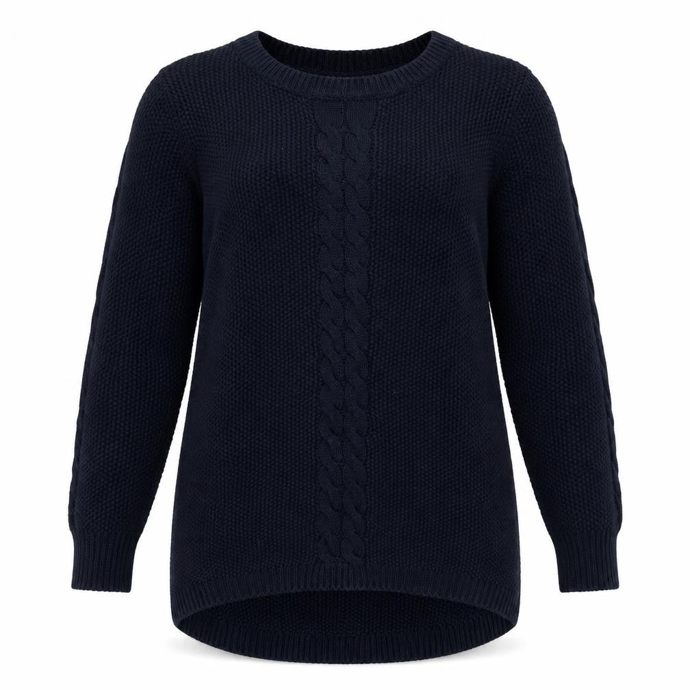 Oasis Womens Blue Round Neck Cotton Pullover Jumper Size S