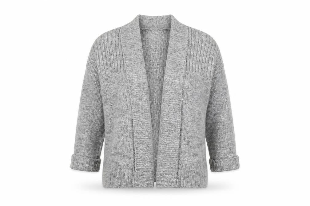 Marks & Spencer Womens Grey V-Neck Polyester Cardigan Jumper Size 14