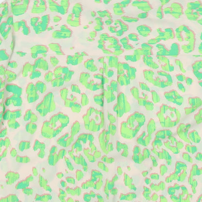 Marks & Spencer Womens Green Animal Print Polyester Basic Button-Up Size 10 Collared - Leopard Print