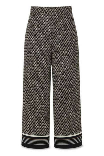 H&M Womens Black Geometric Polyester Trousers Size 8 L29 in Regular