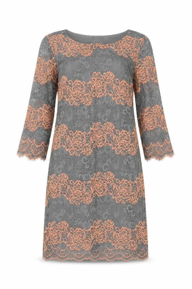 Marks & Spencer Womens Grey Geometric Polyester A-Line Size 10 Boat Neck Pullover
