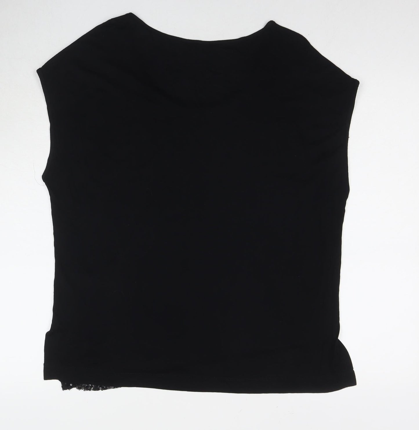 Dorothy Perkins Womens Black Nylon Basic Tank Size 14 Round Neck - Sequin Detail