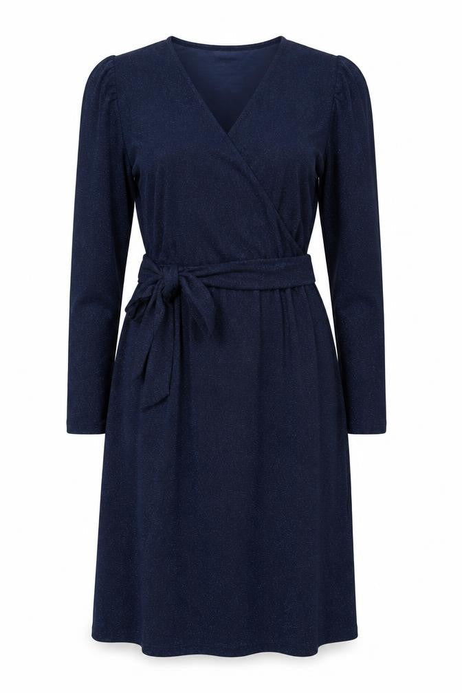 Marks & Spencer Womens Blue Viscose A-Line Size 8 V-Neck Pullover - Glitter Detail
