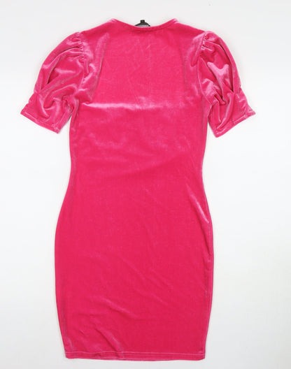 Love & Other Things Womens Pink Polyester A-Line Size M Square Neck Pullover