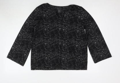 Rachel Zoe Womens Black Cotton Basic Blouse Size M Round Neck