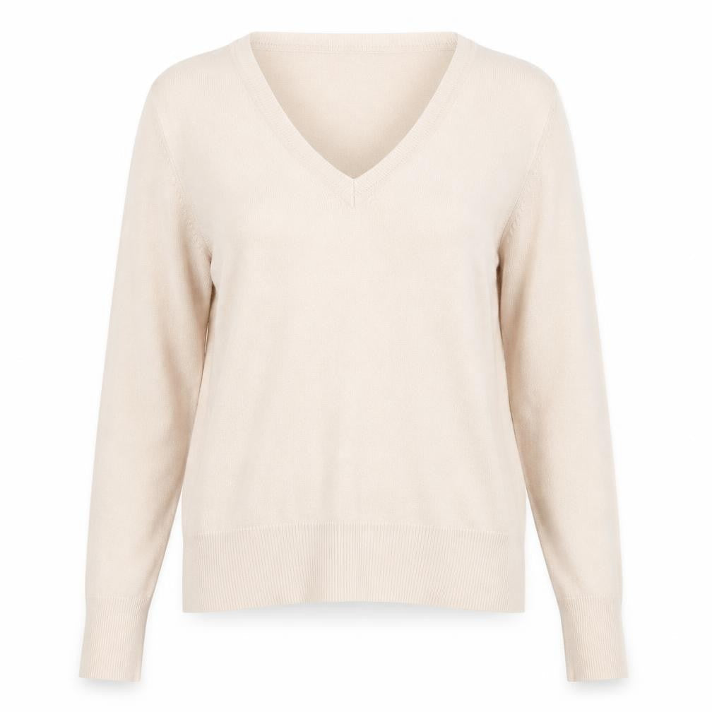 Dorothy Perkins Womens Beige V-Neck Acrylic Pullover Jumper Size 16