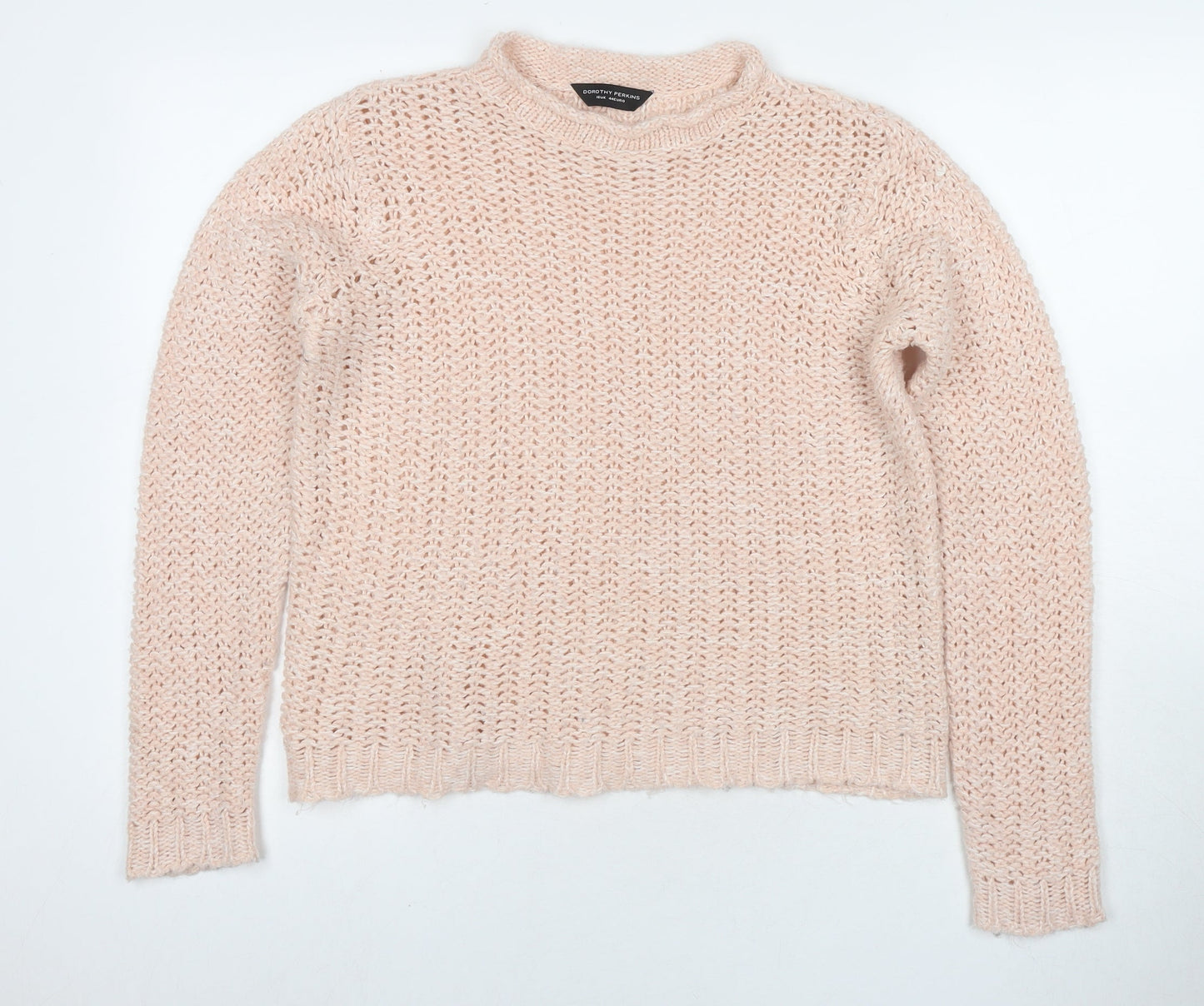 Dorothy Perkins Womens Beige Round Neck Acrylic Pullover Jumper Size 16