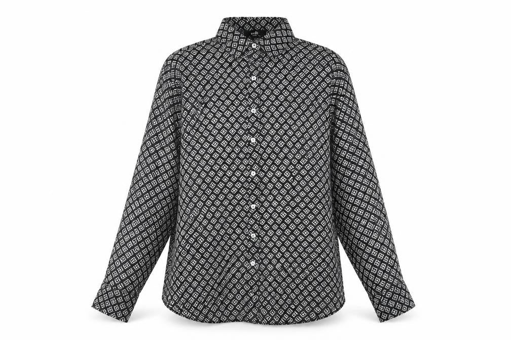 Wallis Womens Black Geometric Polyester Basic Button-Up Size 14 Collared