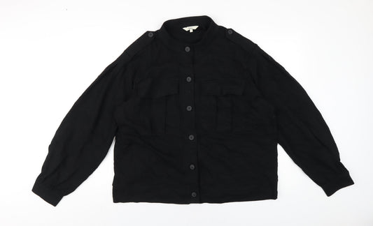 NEXT Womens Black Cotton Basic Button-Up Size 18 Round Neck
