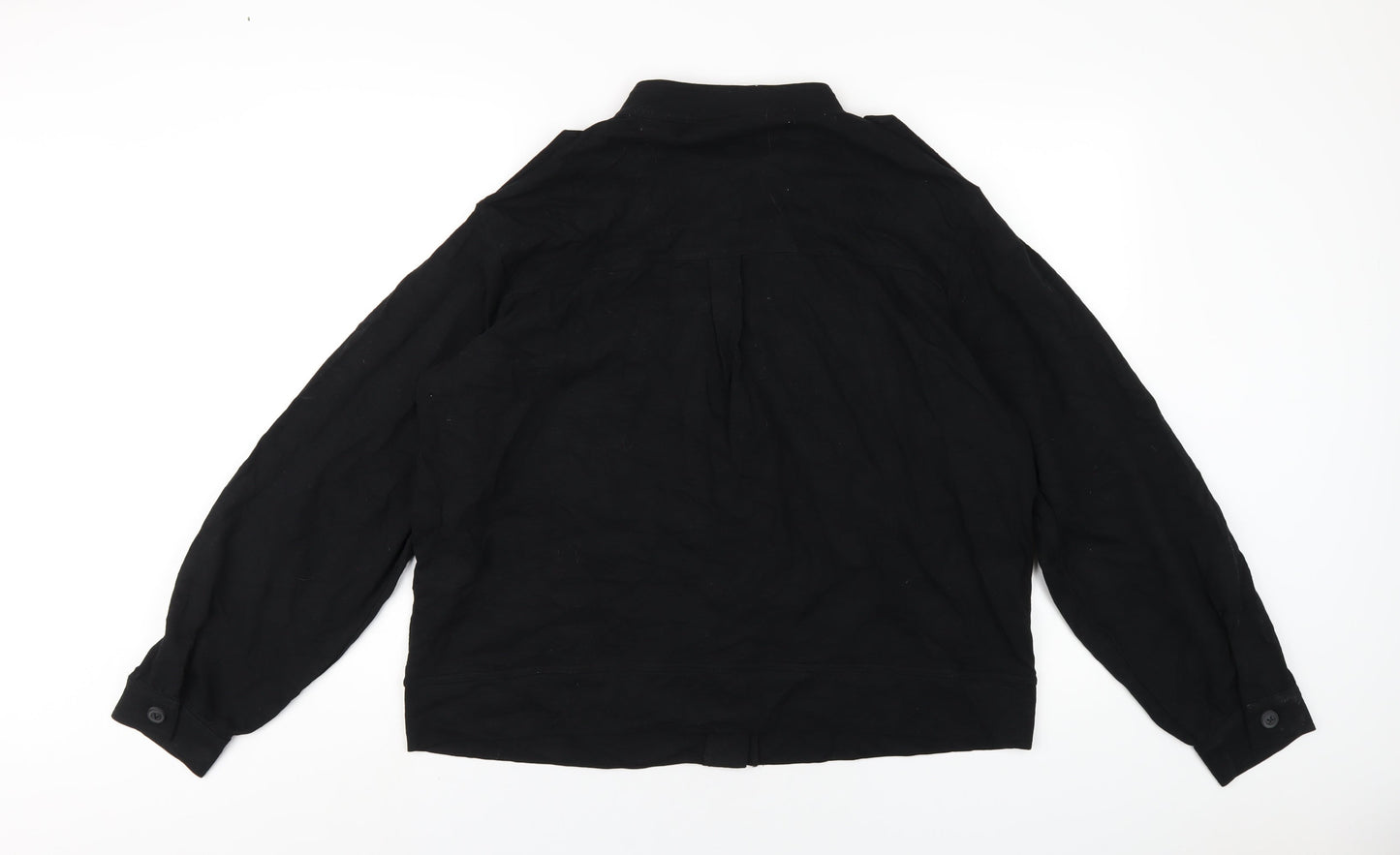 NEXT Womens Black Cotton Basic Button-Up Size 18 Round Neck