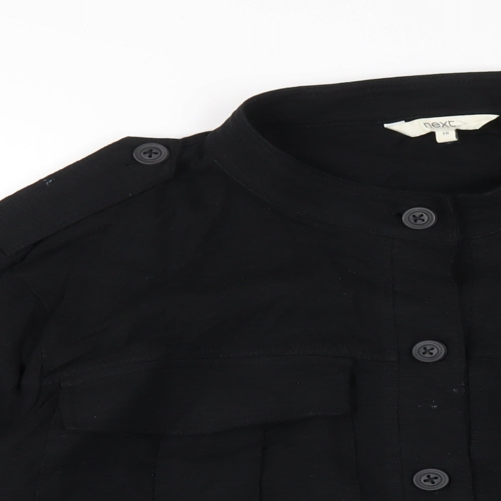 NEXT Womens Black Cotton Basic Button-Up Size 18 Round Neck
