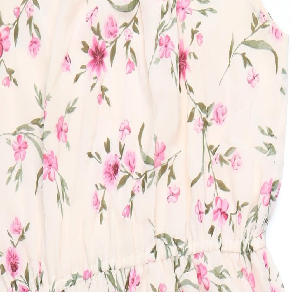 Simply Be Womens Pink Floral Polyester A-Line Size 16 Round Neck Tie