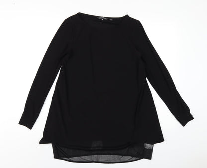 Nina Leonard Womens Black Polyester Basic T-Shirt Size S Round Neck