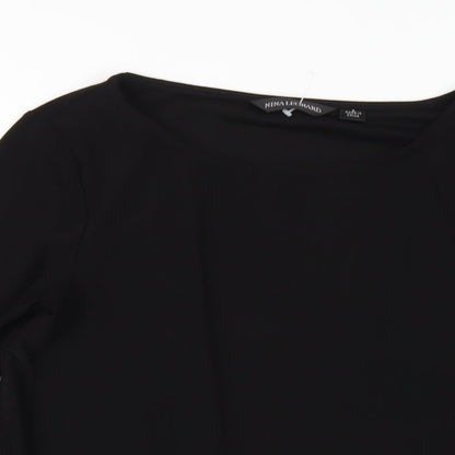 Nina Leonard Womens Black Polyester Basic T-Shirt Size S Round Neck