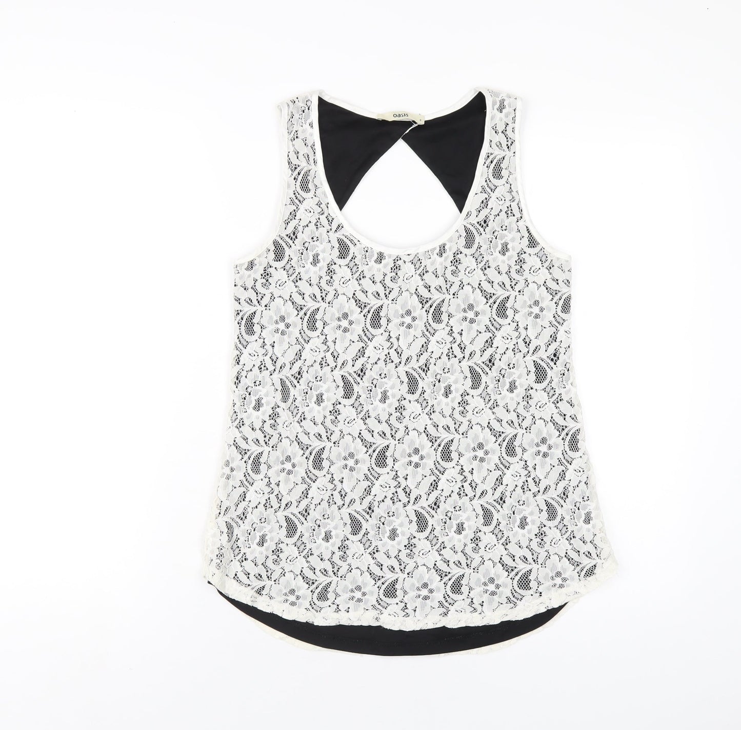 Oasis Womens White Polyamide Basic Tank Size S Scoop Neck