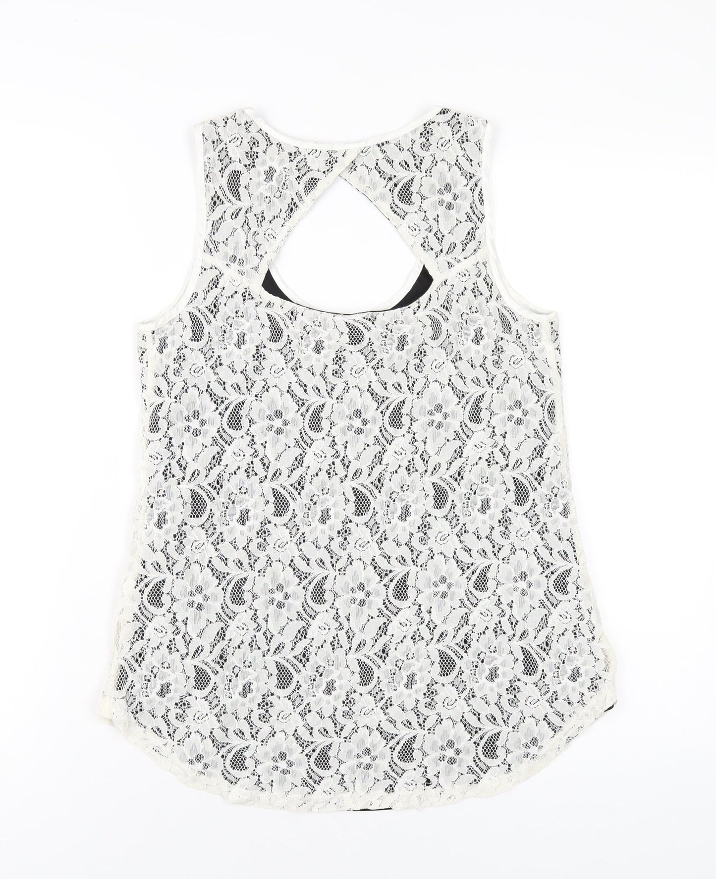 Oasis Womens White Polyamide Basic Tank Size S Scoop Neck