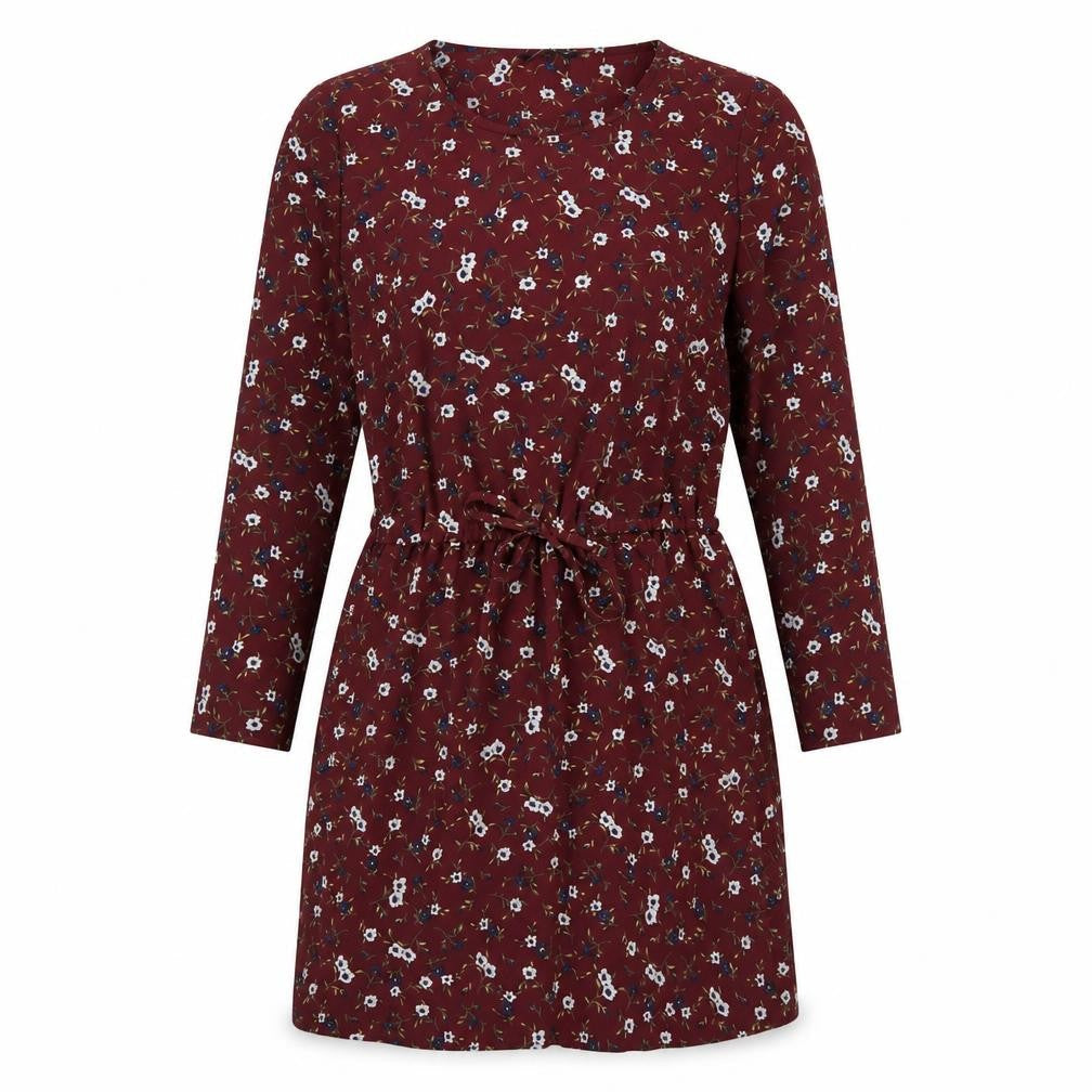 Only Womens Red Floral Polyester A-Line Size 12 Round Neck Pullover