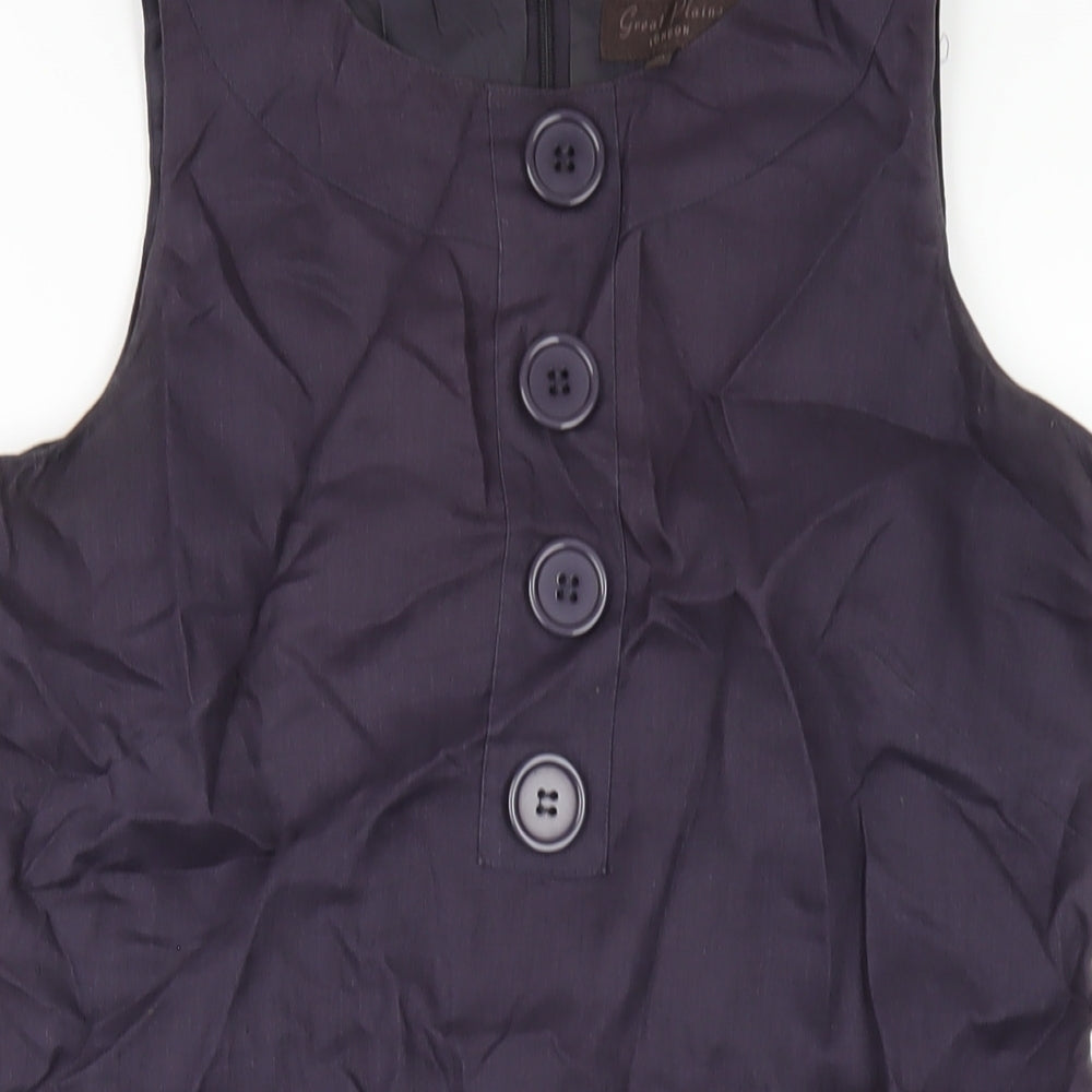 Great Plains Womens Purple Linen A-Line Size M Round Neck Zip