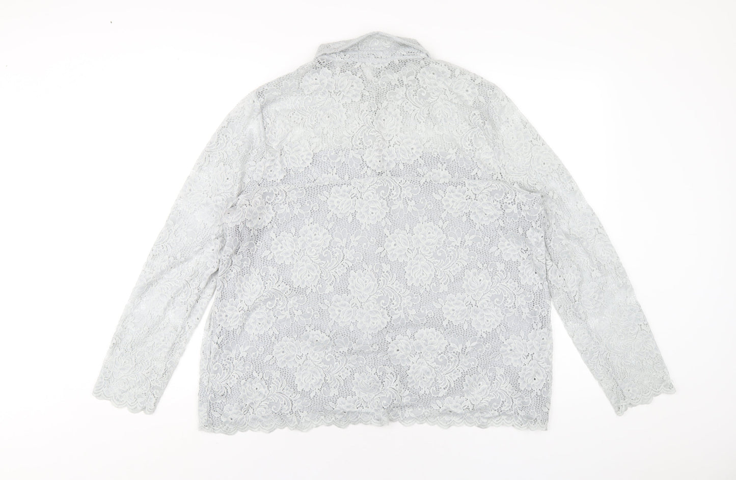 Per Una Womens Grey Polyamide Basic Button-Up Size 18 Collared