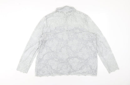 Per Una Womens Grey Polyamide Basic Button-Up Size 18 Collared