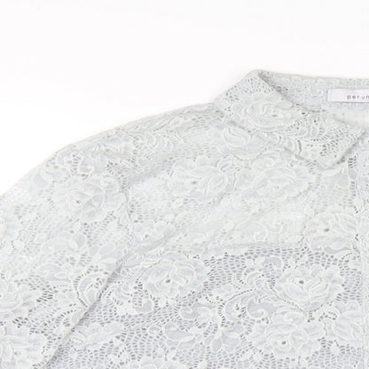 Per Una Womens Grey Polyamide Basic Button-Up Size 18 Collared