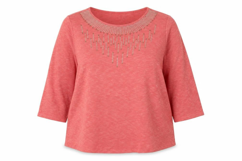 Bonmarché Womens Pink Round Neck Polyester Pullover Jumper Size 22