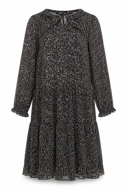 Capsule Womens Black Floral Polyester A-Line Size 16 V-Neck Pullover