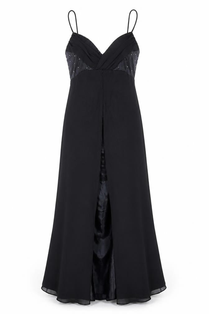 Eureka Womens Black Polyester Maxi Size L V-Neck Zip