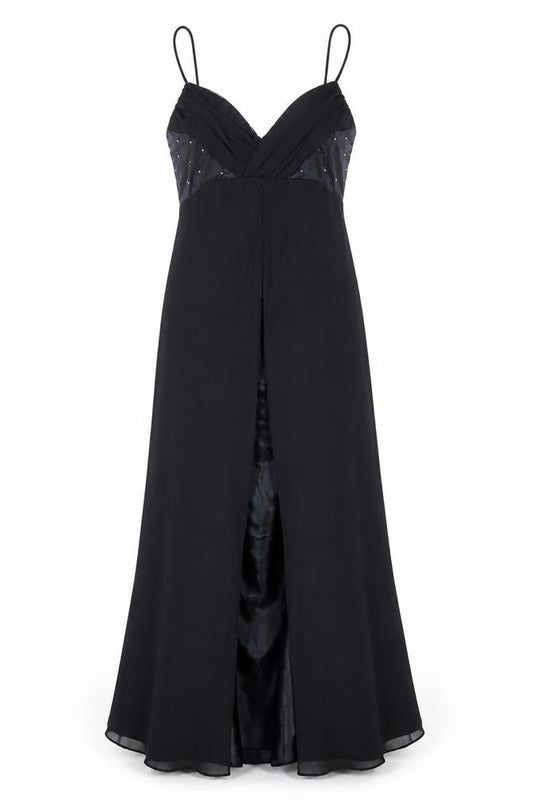 Eureka Womens Black Polyester Maxi Size L V-Neck Zip