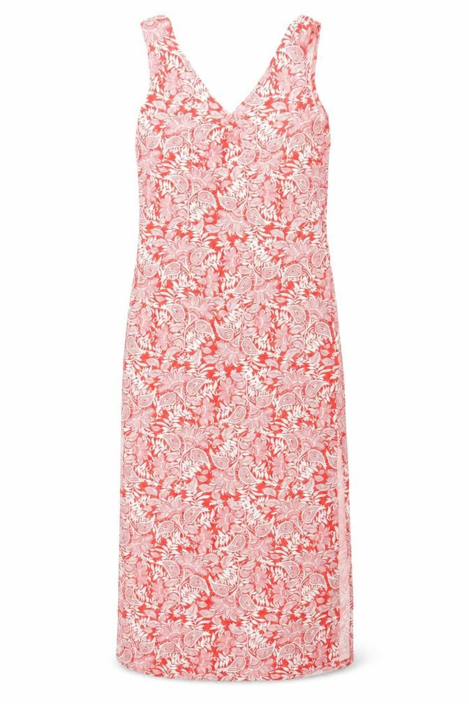 Marks & Spencer Womens Red Geometric Viscose Tank Dress Size 12 V-Neck Pullover