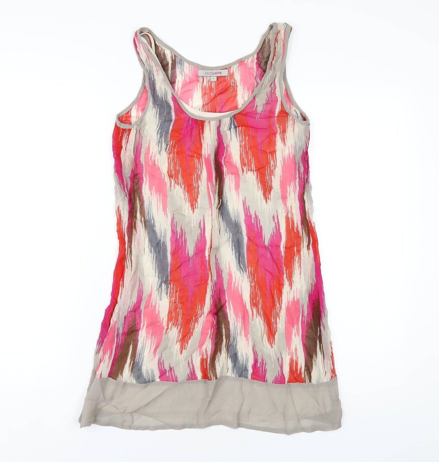 ASOS Womens Multicoloured Geometric Polyester Tank Dress Size 8 Scoop Neck Pullover