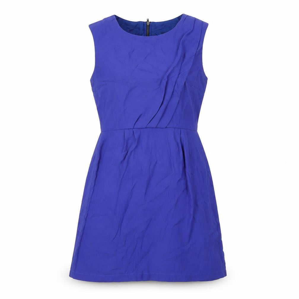 Topshop Womens Blue Polyester A-Line Size 14 Round Neck Zip