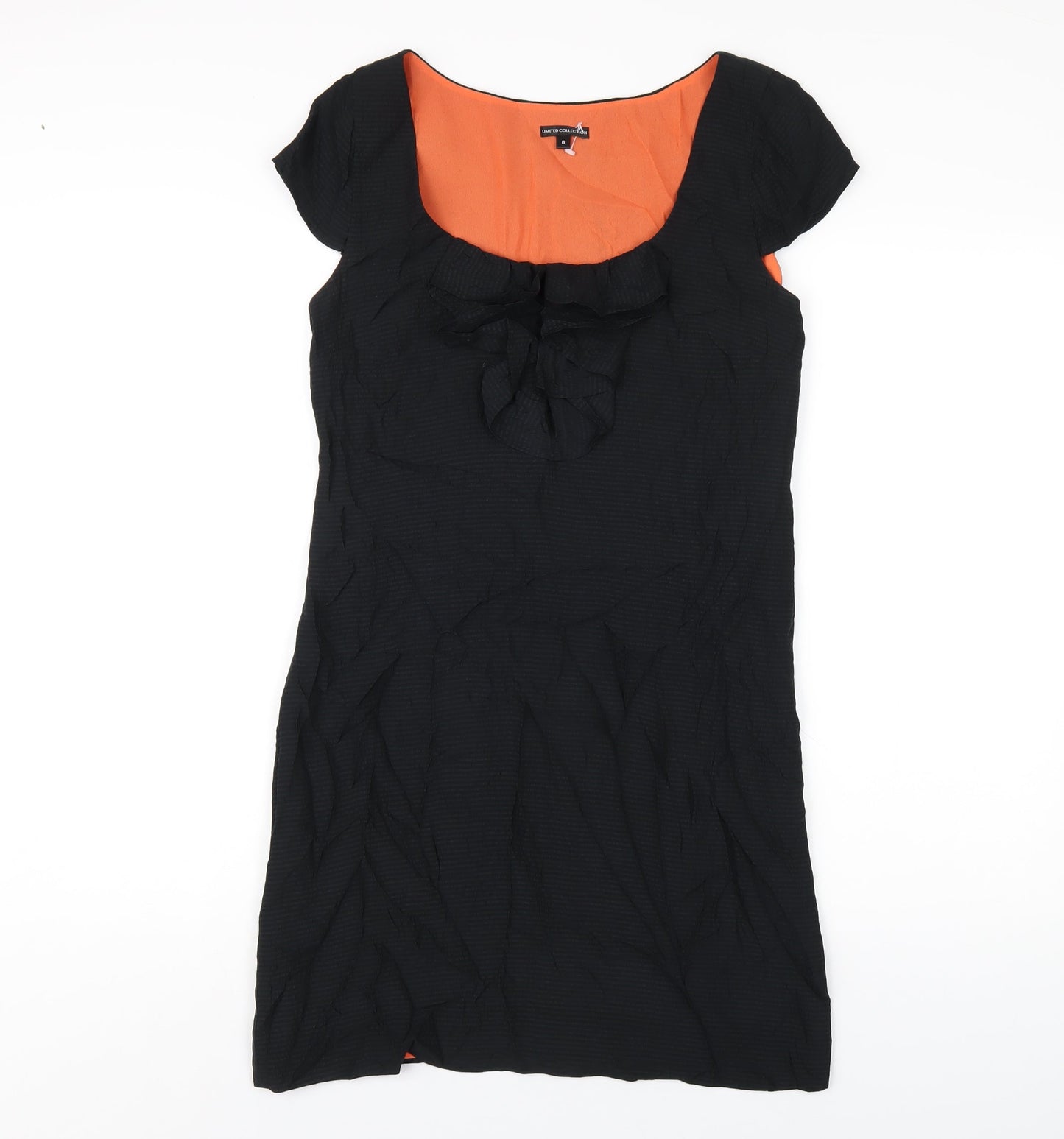 Marks and Spencer Womens Black Silk A-Line Size 8 Scoop Neck Zip