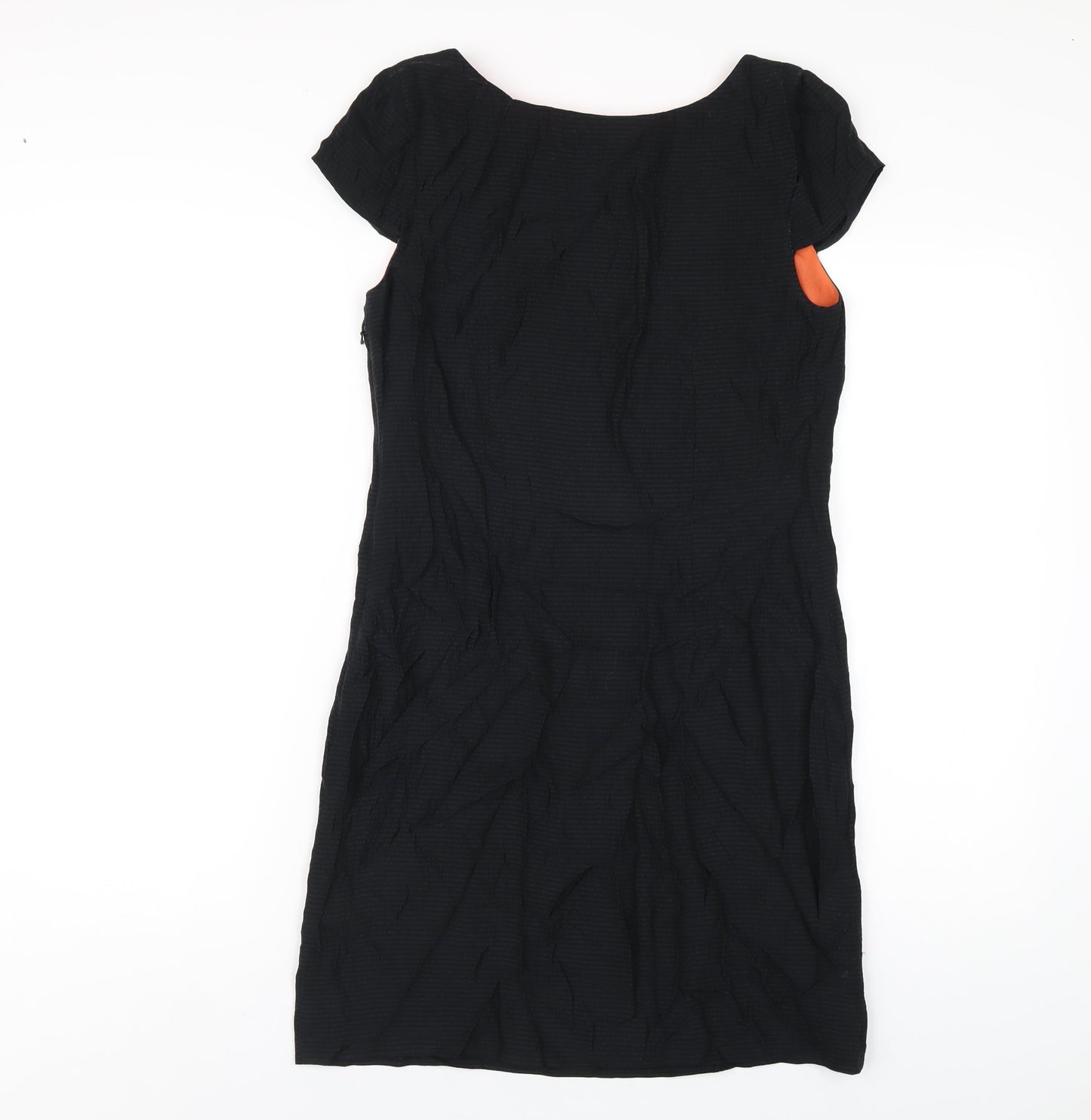 Marks and Spencer Womens Black Silk A-Line Size 8 Scoop Neck Zip